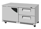 image of Turbo Air TUR-60SD-D2R(L)-FB-N 60" 2-Section Undercounter Refrigerator w/ 2 Drawers & 1 Door