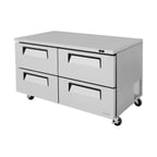 image of Turbo Air TUR-60SD-D4-N 60" 2-Section Undercounter Refrigerator w/ 2 Doors, 17 cu. ft.