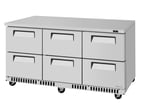image of Turbo Air TUR-72SD-D6-FB-N 72" 3-Section Undercounter Refrigerator w/ 6 Drawers, 17.6 cu. ft.