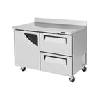image of Turbo Air TWR-48SD-D2-N 48" 2-Section Worktop Refrigerator w/ 1 Door & 2 Drawers, 12 cu. ft.