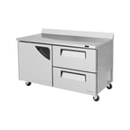 image of Turbo Air TWR-60SD-D2-N 60" 2-Section Worktop Refrigerator w/ 1 Door & 2 Drawers, 16 cu. ft.