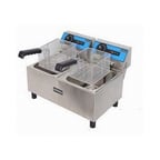image of Uniworld UEF-102 Split Pot Countertop Electric Fryer w/ 2 Baskets, 20-Liter Capacity, High Feet