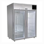 image of U-Line UCRE553-SG71A 53" Two Section Reach-In Refrigerator w/ 2 Glass Doors, Top Mount, Stainless Steel, 49 cu. ft.