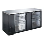 image of U-STAR USBB-6928G 69" Back Bar Bottle Cooler by Admiral Craft w/ 2 Glass Doors, 23.3 cu. ft.