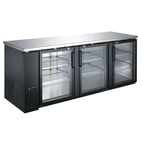 image of U-STAR USBB-9028G 90" Back Bar Bottle Cooler by Admiral Craft w/ 3 Glass Doors, 32.0 cu. ft.