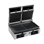 image of Univex PPRESS2RF Double Cast Iron Panini Press Grill w/ 20" x 10"  Grooved & Smooth Plates, 220V