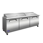 image of Valpro VP72SM-HC 71" Three Section Mega Top Sandwich/Salad Prep Table w/ 3 Doors, 27 Pans