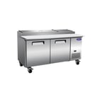 image of Valpro VPP71-HC 70" Two Section Refrigerated Pizza Prep Table w/ 2 Doors, 9 Pans, 22 cu. ft.