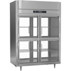 image of Victory RSA-2D-S1-EW-PT-HG-HC Two Section Wide Pass-Thru Refrigerator w/ 8 Glass Swing Half Doors, Aluminum Interior, 53 cu. ft.