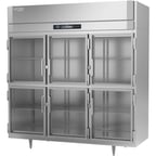 image of Victory RSA-3D-S1-EW-HG-HC 86" Three Section Wide Reach-In Refrigerator w/ 6 Glass Swing Half Doors, Aluminum Interior, 74 cu. ft.
