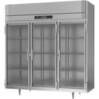 image of Victory RSA-3D-S1-G-HC 78" Three Section Reach-In Refrigerator w/ 3 Glass Swing Full Doors, Aluminum Interior, 68 cu. ft.