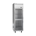 image of Victory VERSA-1D-HG-HC 26" One Section Reach-In Refrigerator w/ 2 Glass Half Doors, Aluminum Interior, Electronic Control, 21.66 cu. ft.