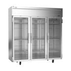 image of Victory VERSA-3D-GD-HC 78" Three Section Reach-In Refrigerator w/ 3 Glass Full Doors, Aluminum Interior, 71.5 cu. ft.