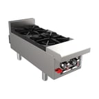 image of Venancio USA G12CT-12B 12" Countertop Heavy Duty Gas Hotplate with (2) Burners, Manual Control, 44.000 BTU
