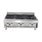 image of Venancio USA G36CT-36B 36"Countertop Heavy Duty Gas Hotplate with (6) Burners, Manual Control, 132.000 BTU