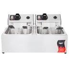 image of Vollrath 40708 Split Pot Countertop Electric Fryer w/ 4 Small Baskets, 20-Lb. Capacity, 208/240V