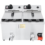 image of Vollrath 40710 Split Pot Countertop Electric Fryer w/ 4 Small Baskets, 30-Lb. Capacity, 2 Night Covers