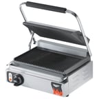 image of Vollrath 40794 Cayenne Single Cast Iron Panini Sandwich Press w/ Grooved Plates, 120V