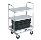 image of Vollrath 97167 Chrome Plated Three-Shelf Thrift-I-Cart - 40.5 x 21 x 36.5