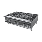 image of Vollrath HPG6-36 36" Countertop Gas Hotplate with (6) Burners, Manual Controls, 156.000 BTU