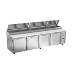 image of Victory VPP119HC 118" Four Section Refrigerated Pizza Prep Table w/ 4 Doors, 42 cu ft.