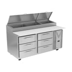 image of Victory VPPD67HC-6 67"Two Section Refrigerated Pizza Prep Table w/ 6 Drawers, 20.68 cu. ft.
