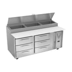 image of Victory VPPD72HC-6 72" Two Section Refrigerated Pizza Prep Table w/ 6 Drawers, 22.77 cu. ft.