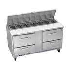 image of Victory VSPD60HC-16-4 60" Two Section Sandwich / Salad Prep Table w/ 4 Drawers, 16 Pans