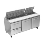 image of Victory VSPD72HC-18-2 72" Sandwich / Salad Prep Table w/ 2 Drawers & 2 Doors, 18 Pans