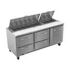 image of Victory VSPD72HC-18-4 72" Sandwich / Salad Prep Table w/ 4 Drawers & 1 Door, 18 Pans
