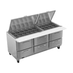 image of Victory VSPD72HC-30B-6 72" Mega Top Sandwich/Salad Prep Table w/ 6 Drawers, 30 Pans