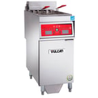 image of Vulcan 1ER50CF Full Pot Floor Model Electric Fryer w/ 50-lb., Computer Controls, Twin Baskets