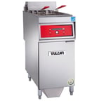 image of Vulcan 1ER50DF Full Pot Floor Model Electric Fryer w/ 50-lb., Digital Controls, Twin Baskets