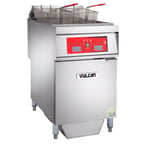 image of Vulcan 1ER85CF Full Pot Floor Model Electric Fryer w/ 85-lb., Computer Controls, Twin Baskets