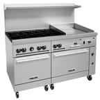 image of Vulcan 60SS-6B24G 60" Gas Restaurant Range w/ (6) Open Burners, 24" Griddle Right, (2) Standard Ovens, 278.000 BTU 
