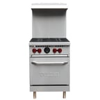 image of Vulcan SX24-4BN 24" Natural Gas Restaurant Range w/ (4) Open Burners, (1) Space Saver Oven, 142.000 BTU