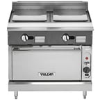 image of Vulcan V2P36S 36" Gas Heavy Duty Range w/ (2) Planca Griddles, (1) Standard Oven, 85.000 BTU