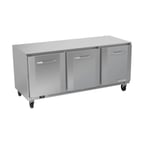 image of Victory VUR72HC 72" 3-Section Undercounter Refrigerator w/ 3 Solid Doors, 17.88 cu ft