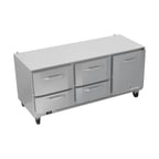 image of Victory VURD72HC-4 72" 3-Section Undercounter Refrigerator w/ 1 Solid Door & 4 Drawers