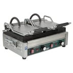 image of Waring WDG300 Double Cast Iron Sandwich Panini Grill w/ Smooth & Grooved Plates, 240V