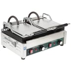 image of Waring WFG300 Double Cast Iron Sandwich Panini Grill w/ Smooth Plates, 240V