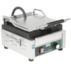 image of Waring WPG150 Single Cast Iron Sandwich Panini Grill w/ 9" x 9" Grooved Plates, 120V