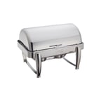 image of Winco 101B Virtuoso Series Full-Size Stackable Rectangular Chafer w/ 8 Qt., Roll-Top Cover