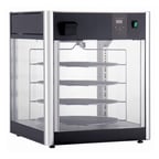 image of Winco EDM-1K Countertop Hot Food Display Case w/ 4-Tier Rotating Rack, Holds 18" Dia. Pizzas