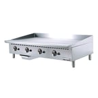 image of Winco NGGD-48M 48" Countertop Manual Gas Griddle, 3/4" Steel Plate, 120.000 BTU