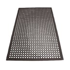 image of Winco RBM-35K Anti Fatigue Floor Mat w/ Beveled Edges, Rubber, Black - 3' x 5' x 1/2"