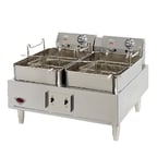 image of Wells F-30 Split Pot Countertop Electric Fryer w/ 30-Lb. Oil Capacity, 2 Full Size Baskets
