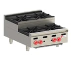 image of Wolf AHP424U 24" Countertop Step -Up Gas Hotplate with (4) Burners, Manual Controls, 120.000 BTU