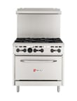 image of Wolf WX36-6BN 36" Natural Gas Restaurant Range w/ (6) Open Burners, (1) Standard Oven, 198.000 BTU