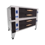image of Bakers Pride Y-602-DSP 78" Gas Double Deck Pizza Oven 